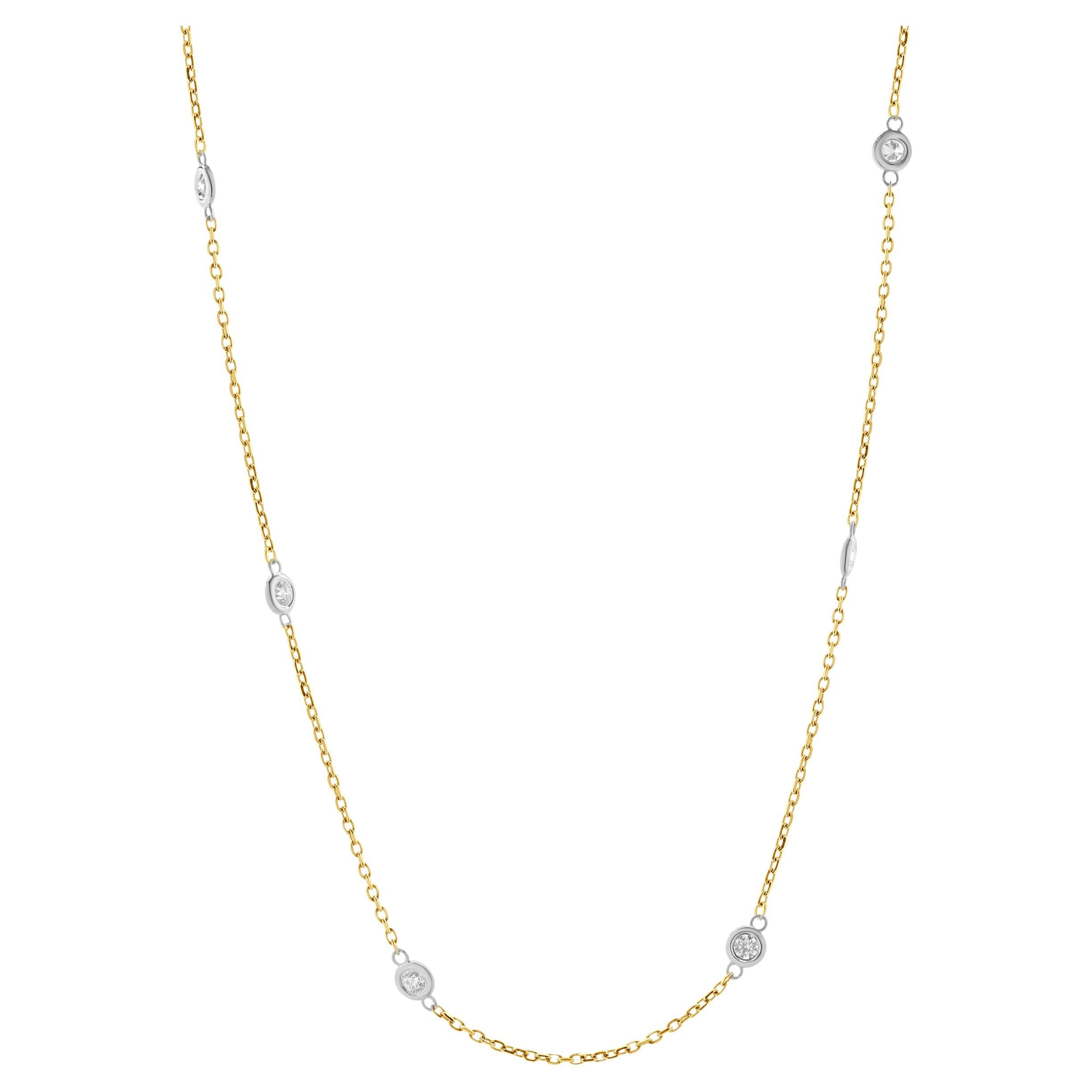 Collier en or jaune 14 carats avec diamants à l'unité