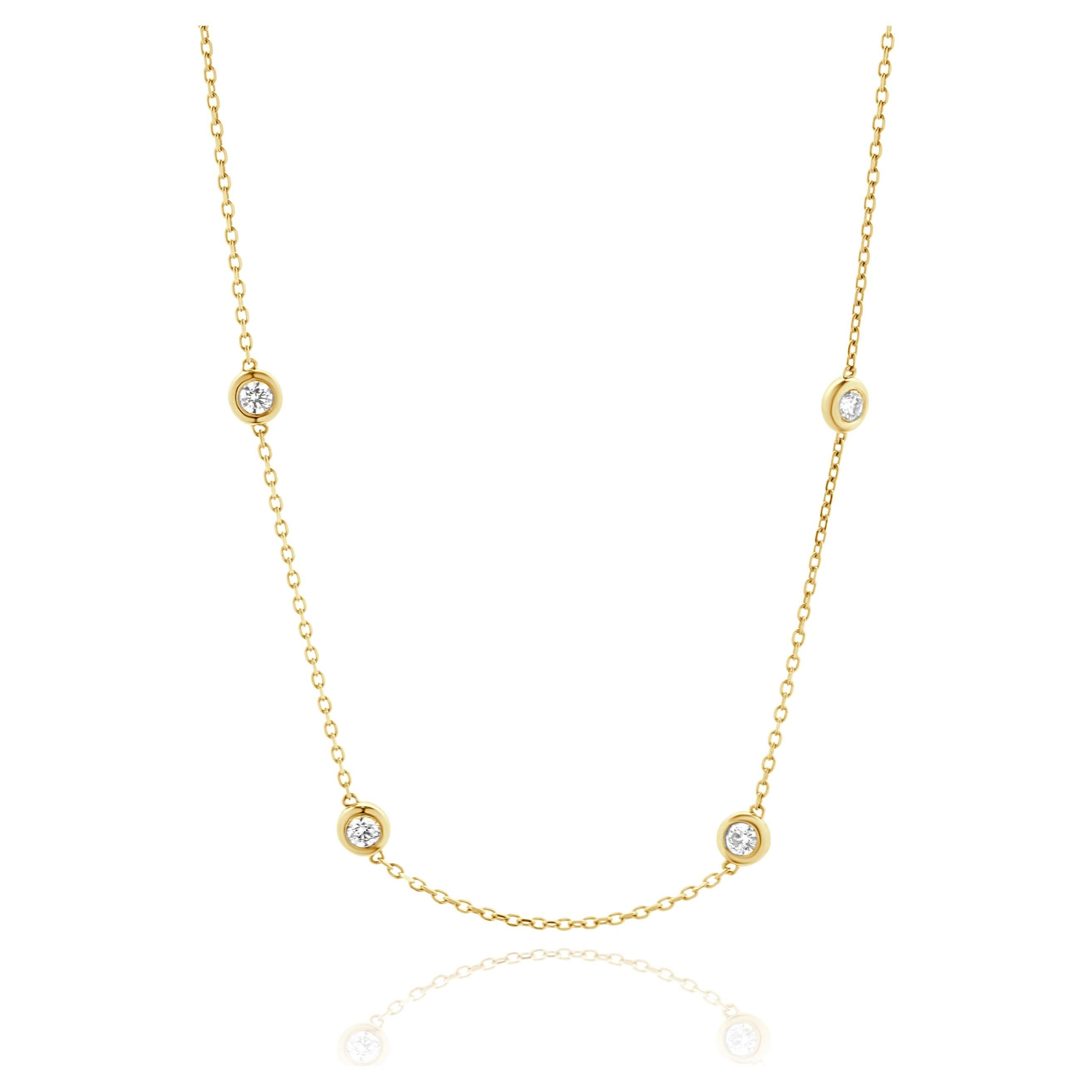 Collar de oro amarillo de 14 quilates Diamantes por metros en venta