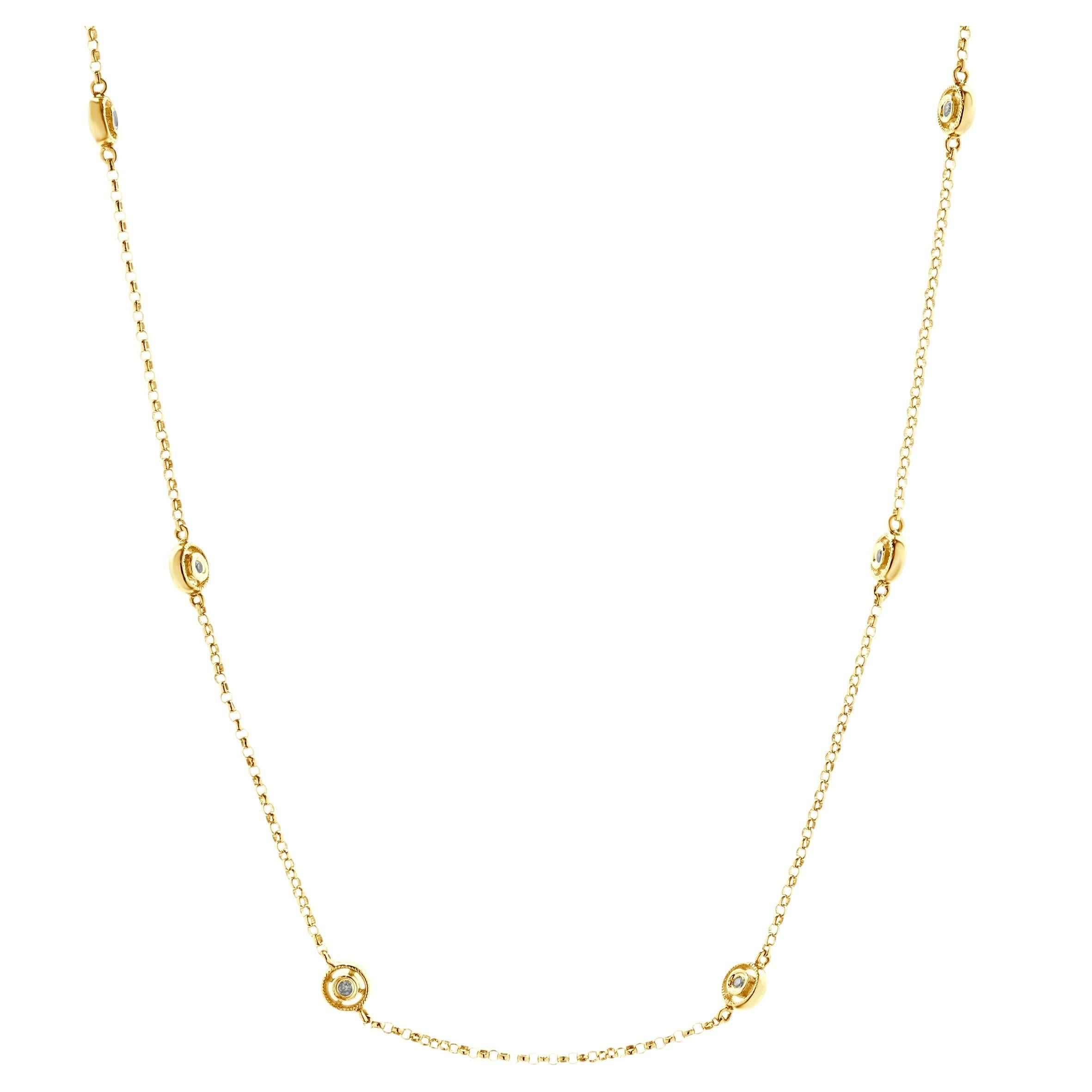 14 Karat Yellow Gold Diamonds by The Yard Necklace