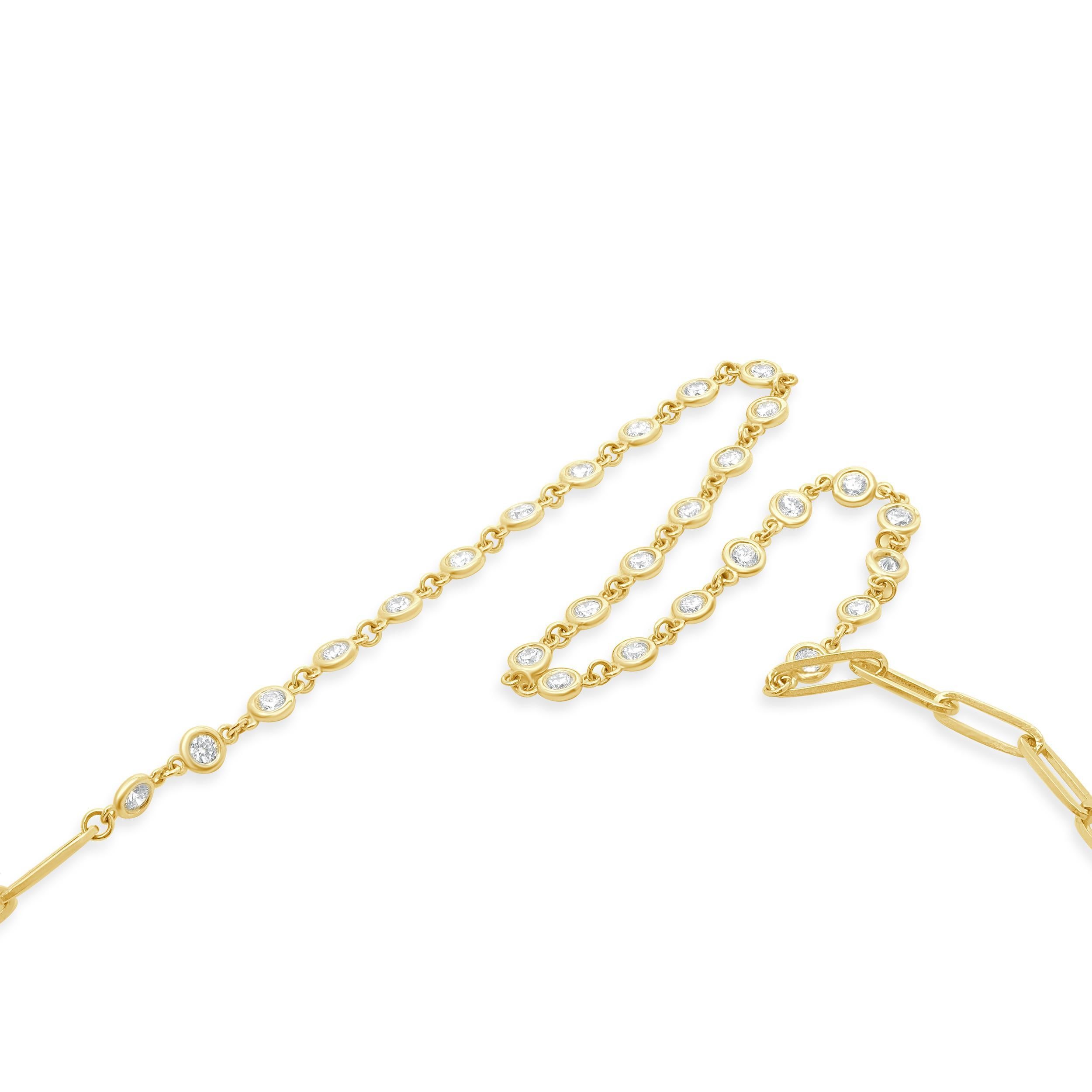 14 Karat Gelbgold Diamanten By The Yard Papierclip Gliederhalskette im Zustand „Hervorragend“ im Angebot in Scottsdale, AZ