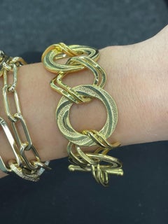 Pulsera de eslabones de oro amarillo de 14 quilates con forma diferente 24,6 gramos Fabricada en Italia