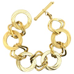 Bracelet à maillons en or jaune 14 carats de forme différente, 24,6 grammes, fabriqué en Italie 