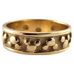 Anello a fascia Disney Mickey Mouse in oro giallo 14 carati misura 8,75 #18892