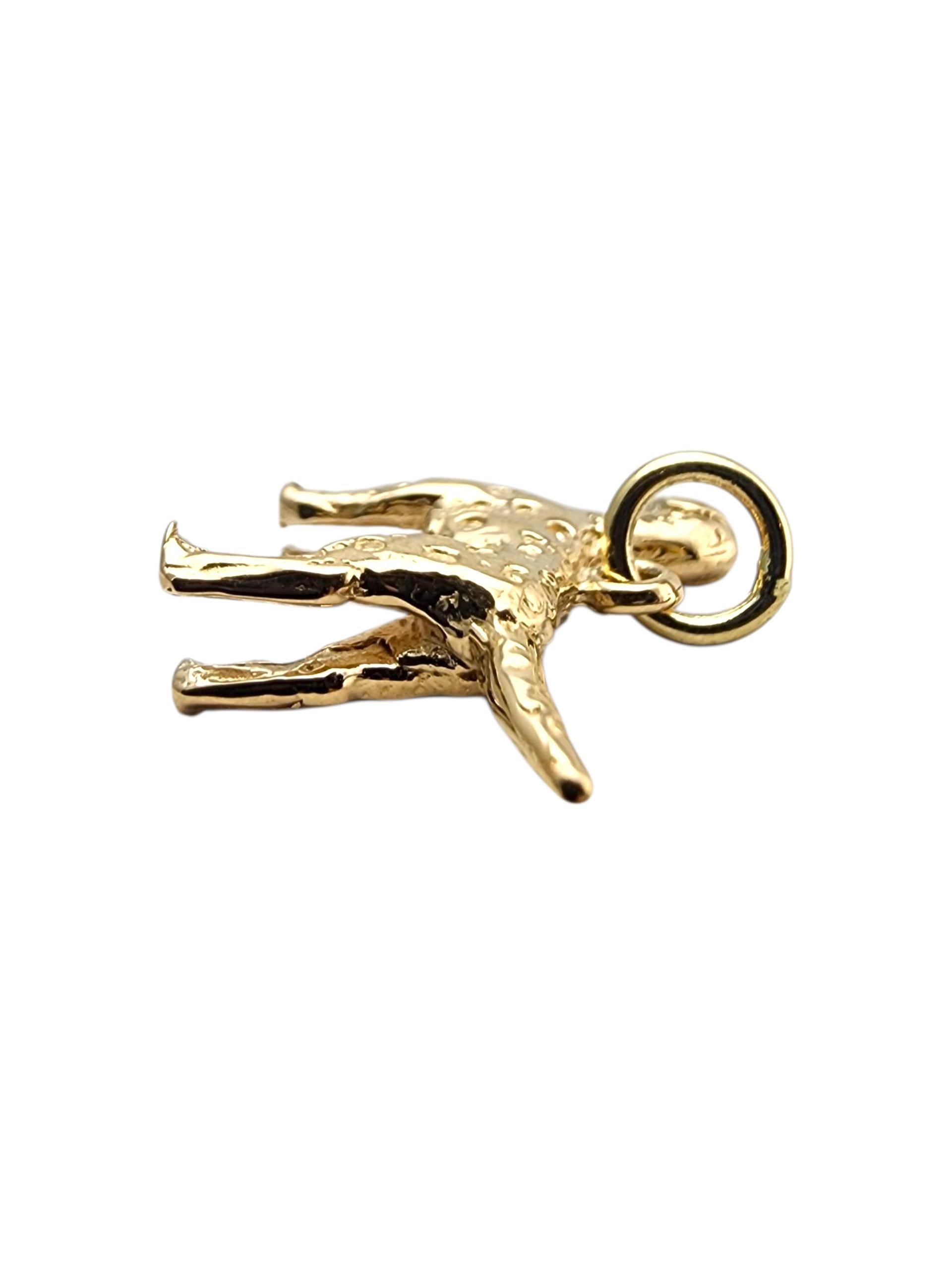 Charm en or jaune 14 carats pour chien -

Cette breloque de chien en or jaune 14 carats présente un design ludique et détaillé, parfait pour les amoureux des chiens et les propriétaires d'animaux de compagnie. Sa finition polie lui confère un éclat