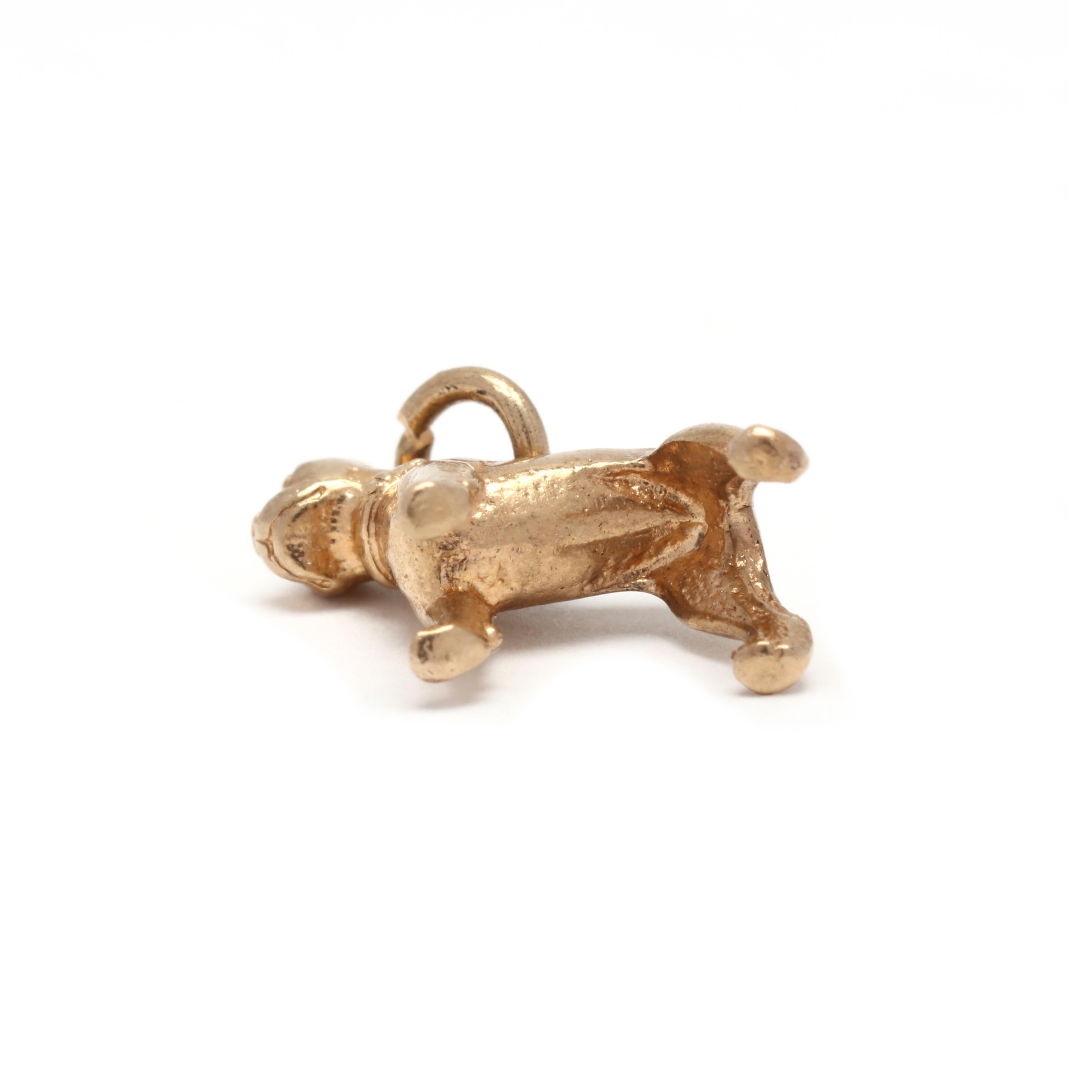 14 Karat Yellow Gold Dog Charm In Good Condition In McLeansville, NC