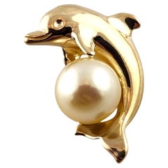 14 Karat Yellow Gold Dolphin Pearl Pendant #19810