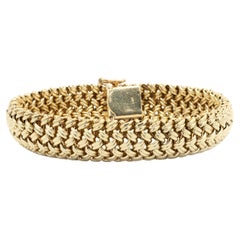 14 Karat Yellow Gold Domed Mesh Bracelet