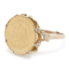 14 Karat Yellow Gold Dos Y Medio 1945 Peso Coin Ring