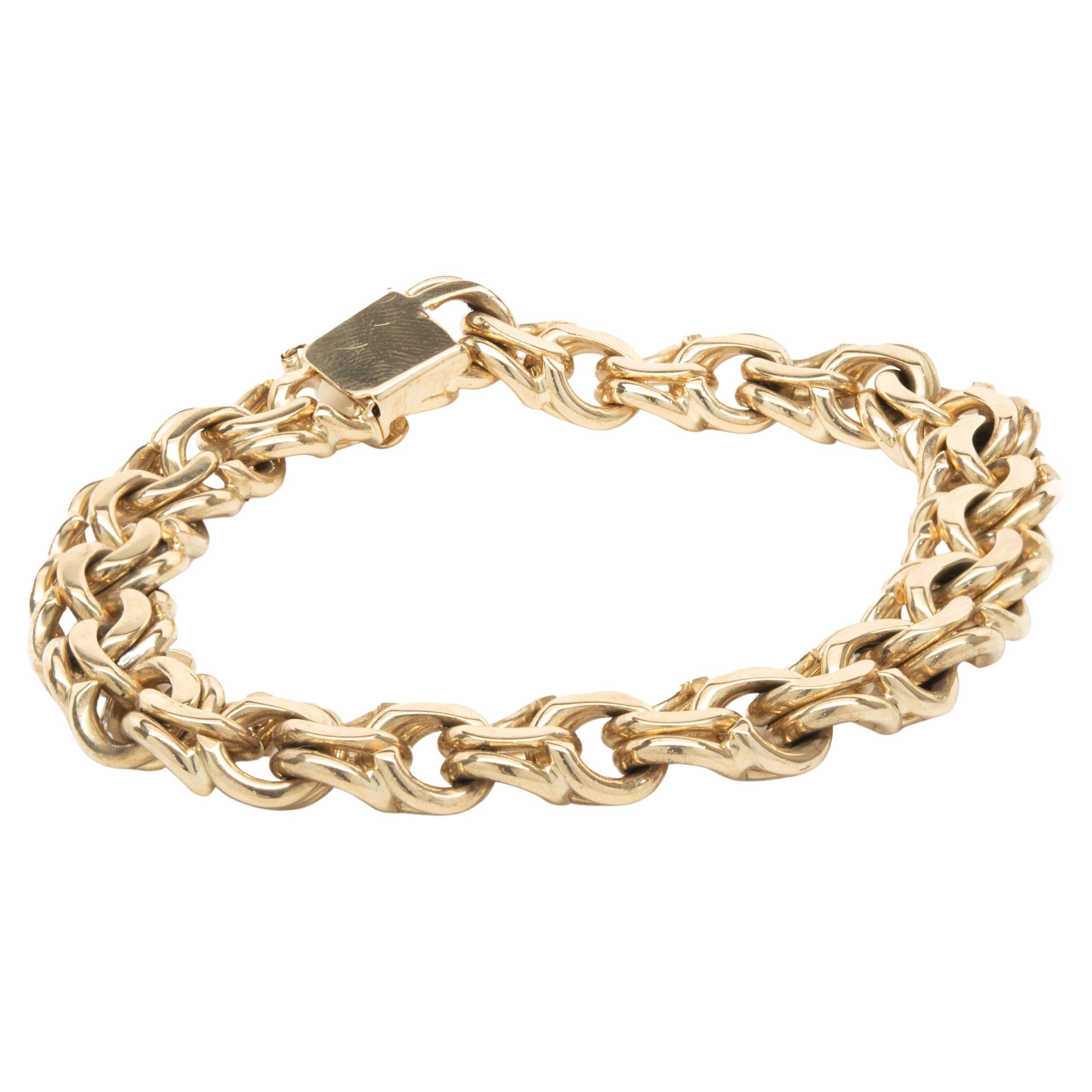 14 Karat Yellow Gold Double Circle Link Bracelet