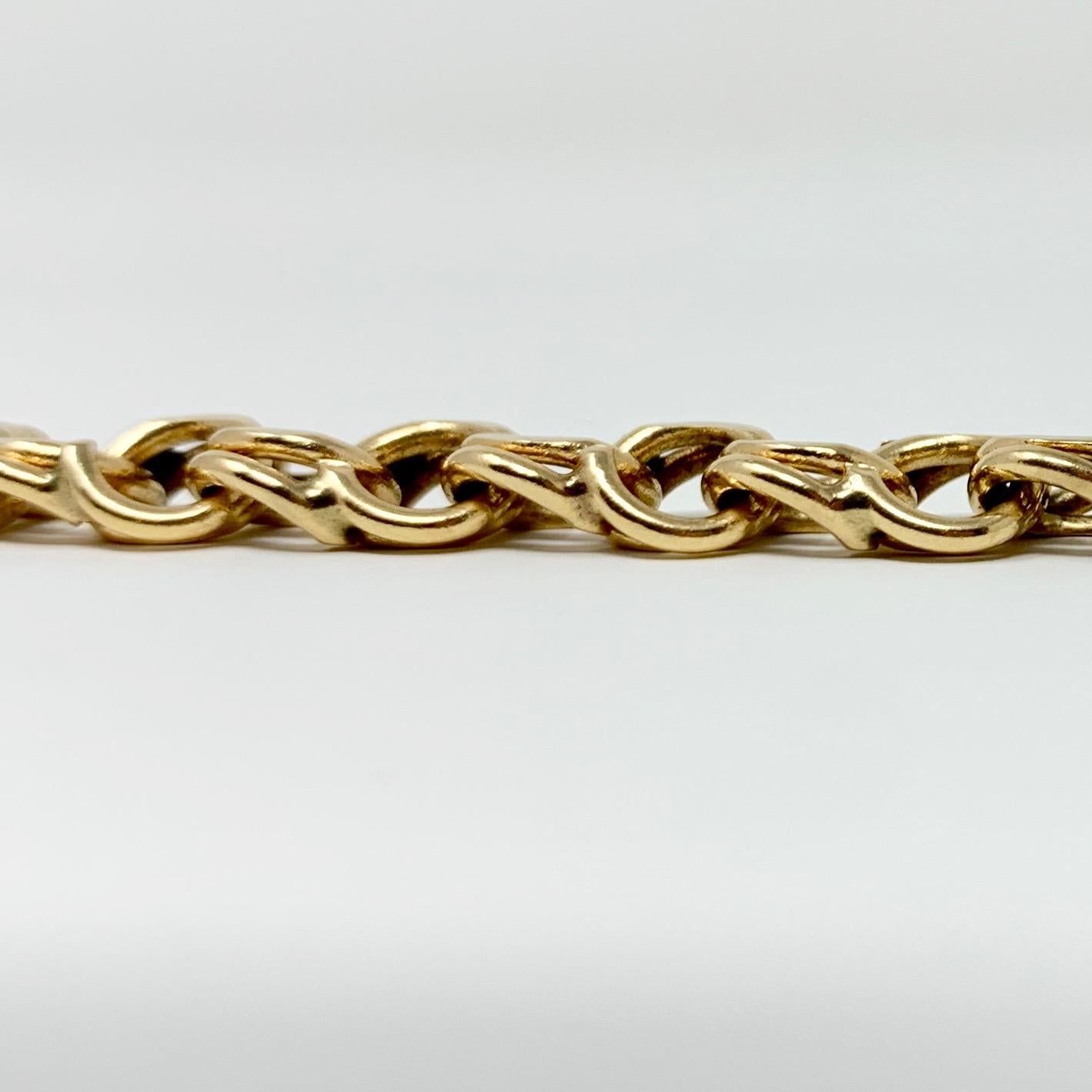 Women's 14 Karat Yellow Gold Double Circle Link Charm Bracelet