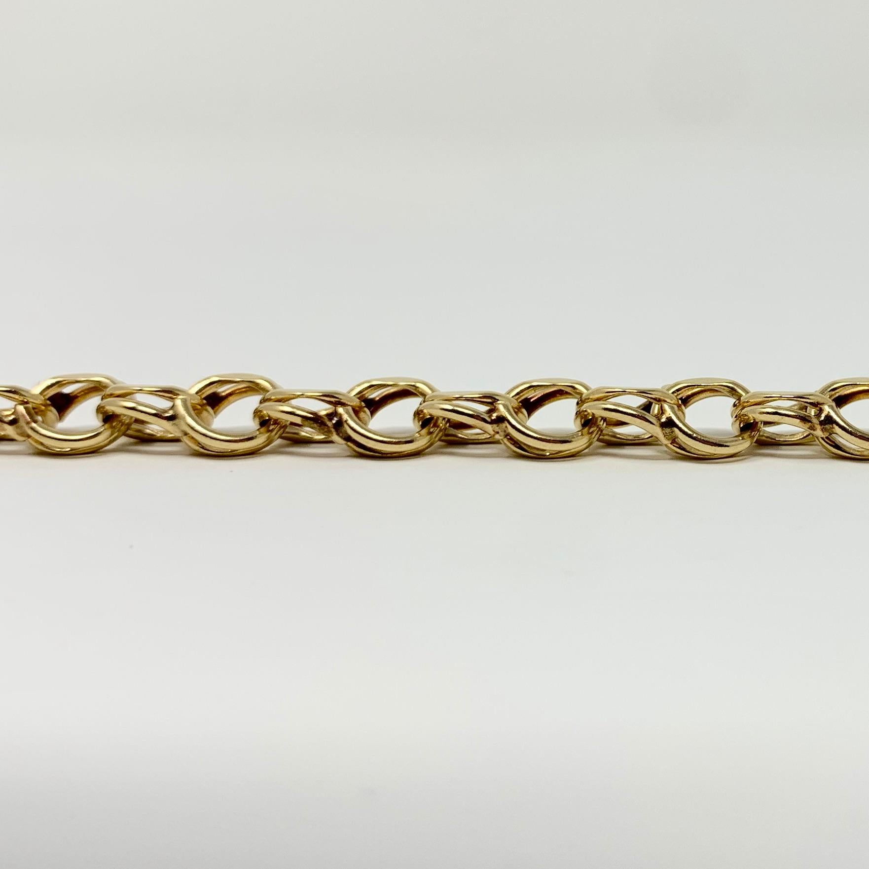 Women's 14 Karat Yellow Gold Double Circle Link Charm Bracelet