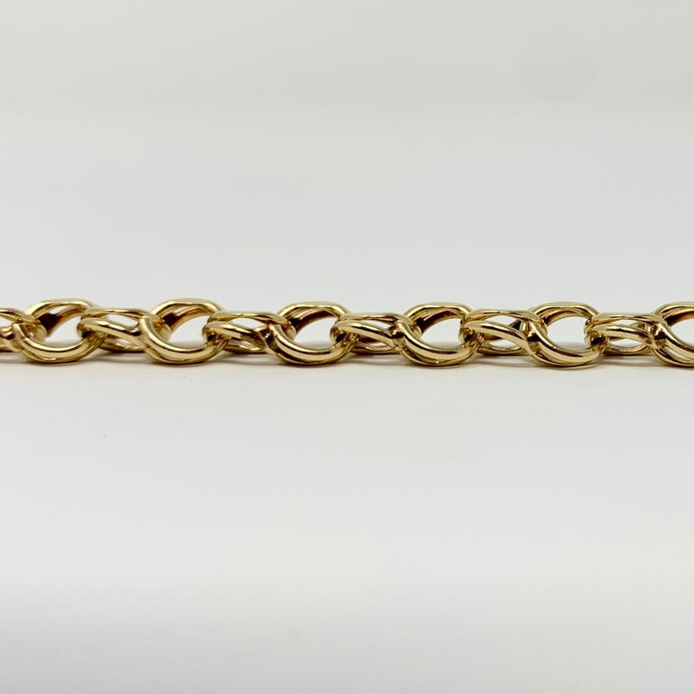 14 Karat Yellow Gold Double Circle Link Charm Bracelet at 1stDibs