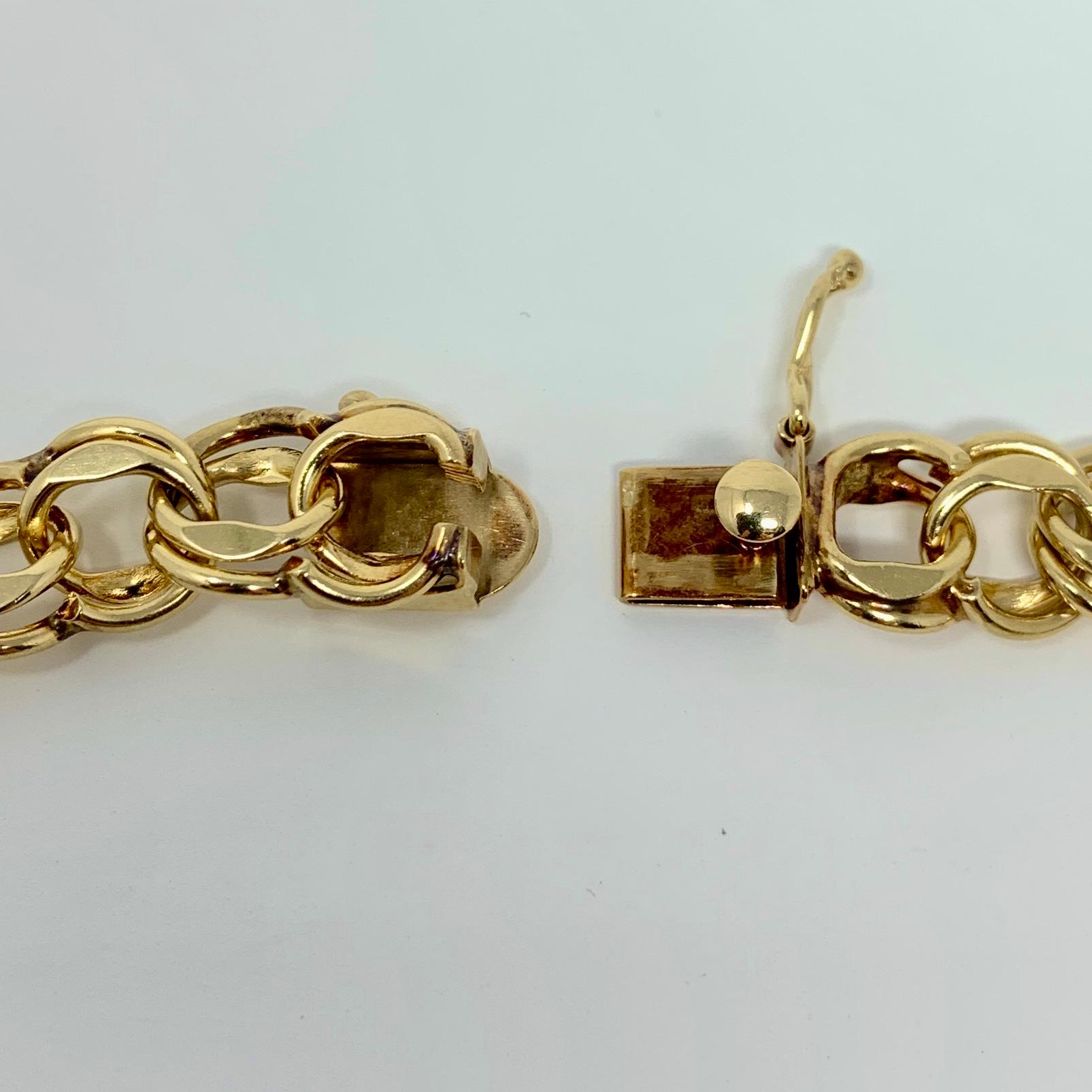 14 Karat Yellow Gold Double Circle Link Charm Bracelet 1
