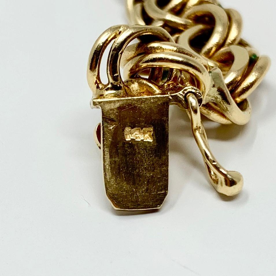 14 Karat Yellow Gold Double Circle Link Charm Bracelet 2