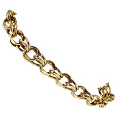 14 Karat Yellow Gold Double Circle Link Charm Bracelet