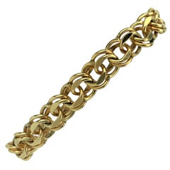 14 Karat Yellow Gold Double Circle Link Ladies Charm Bracelet