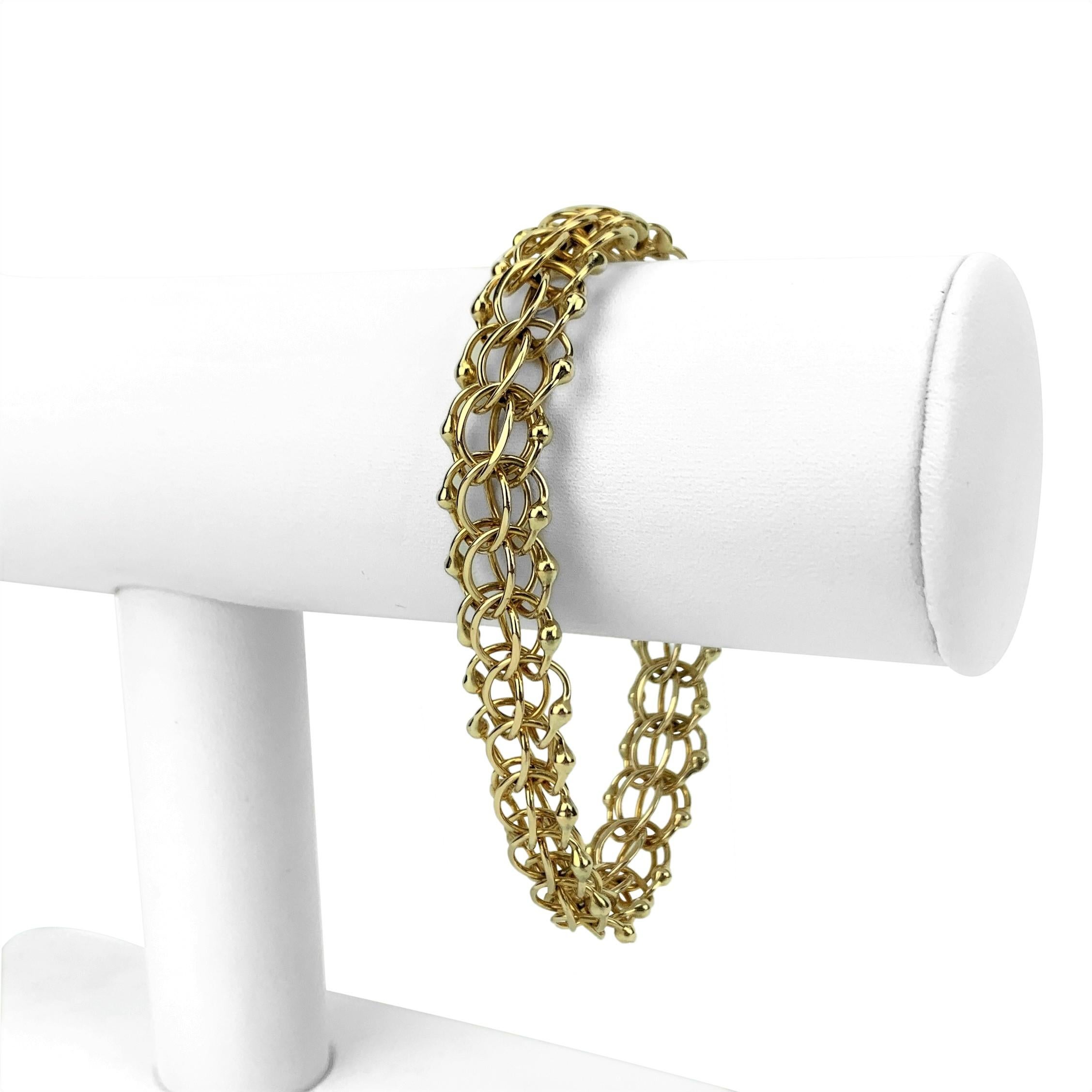 14k Yellow Gold 23.9g Double Circle Link Ladies Charm Bracelet 7.5