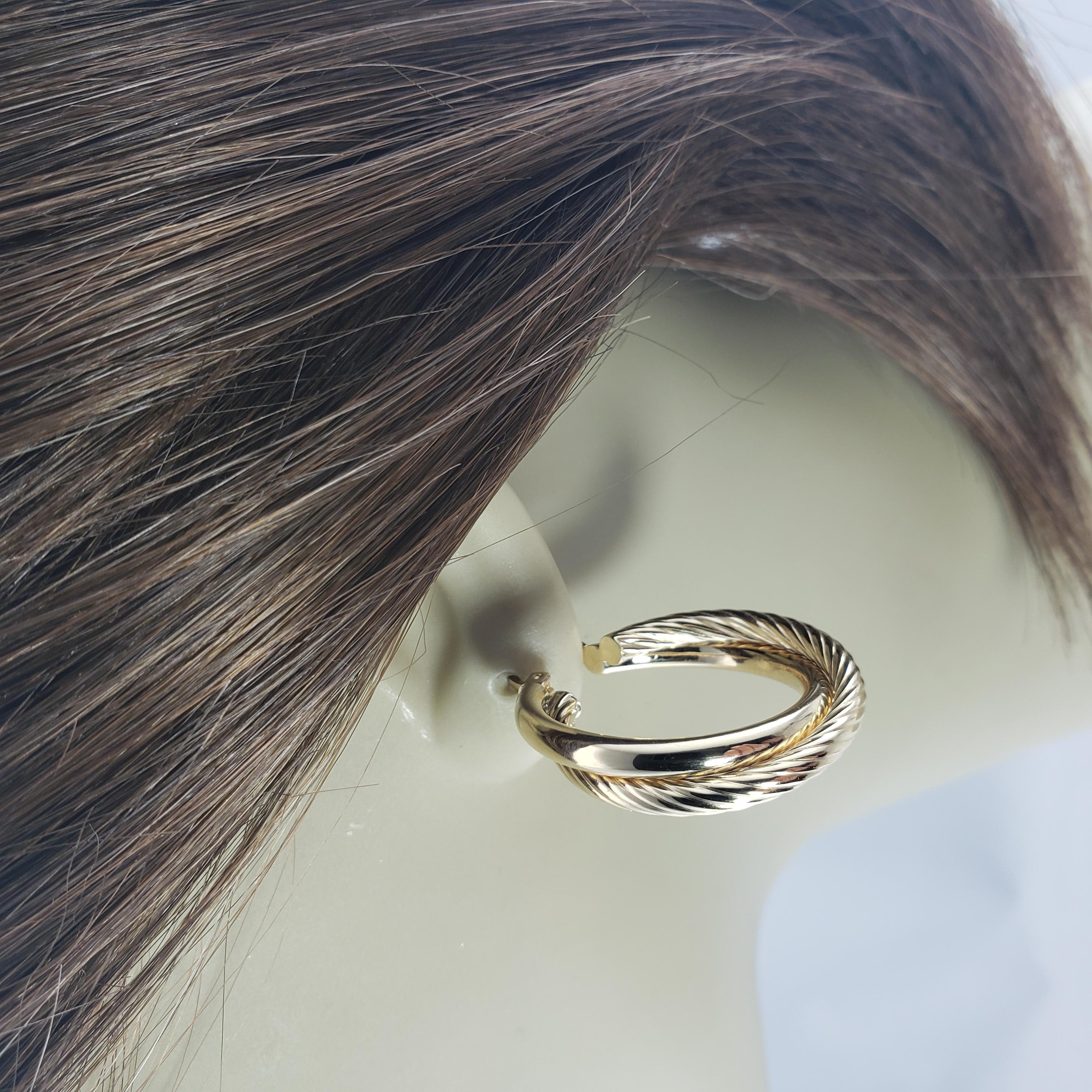 14 Karat Yellow Gold Double Hoop Earrings For Sale 6