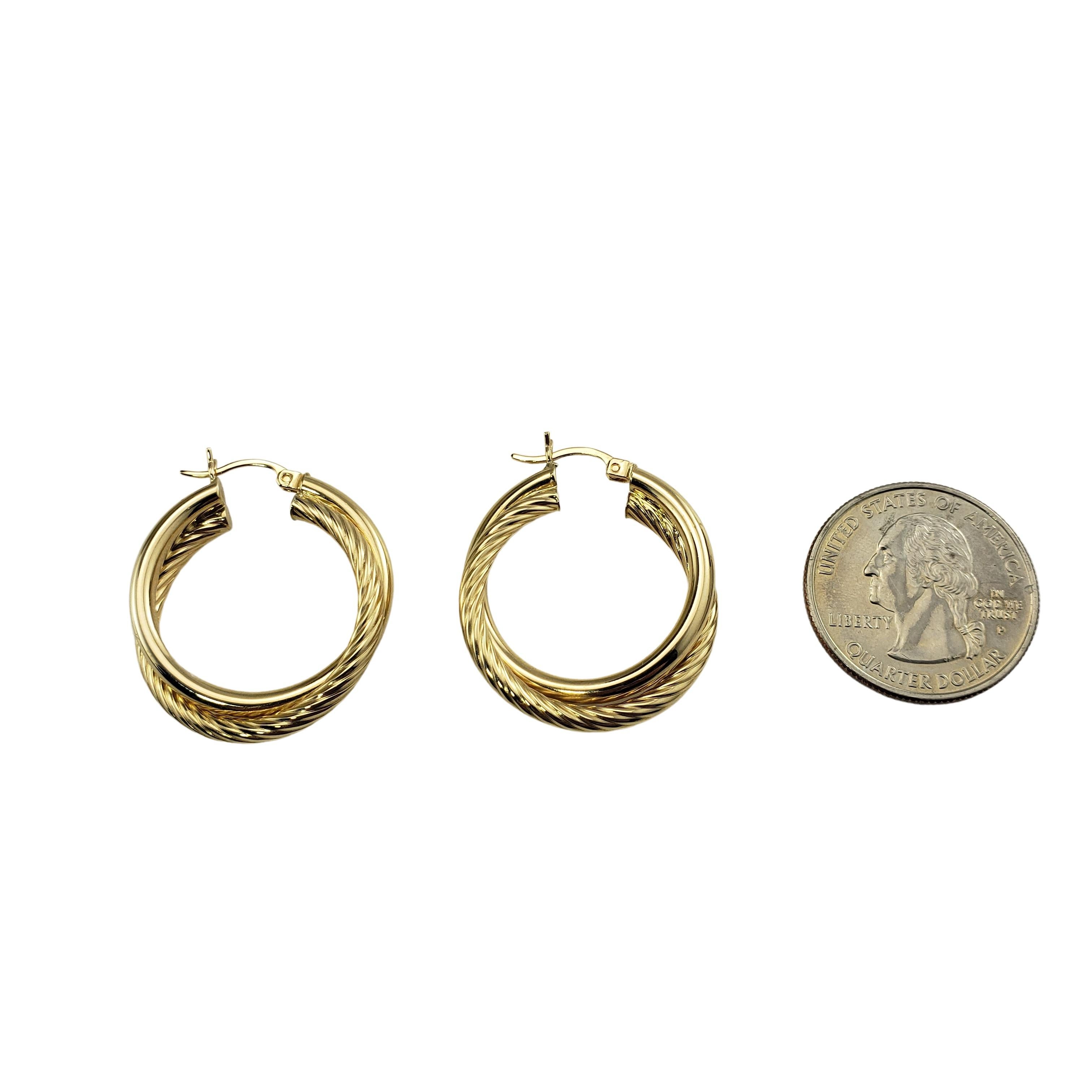 14 Karat Yellow Gold Double Hoop Earrings For Sale 3