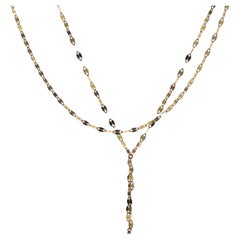 14 Karat Yellow Gold Double Layered Diamond Cut Necklace with Lariat