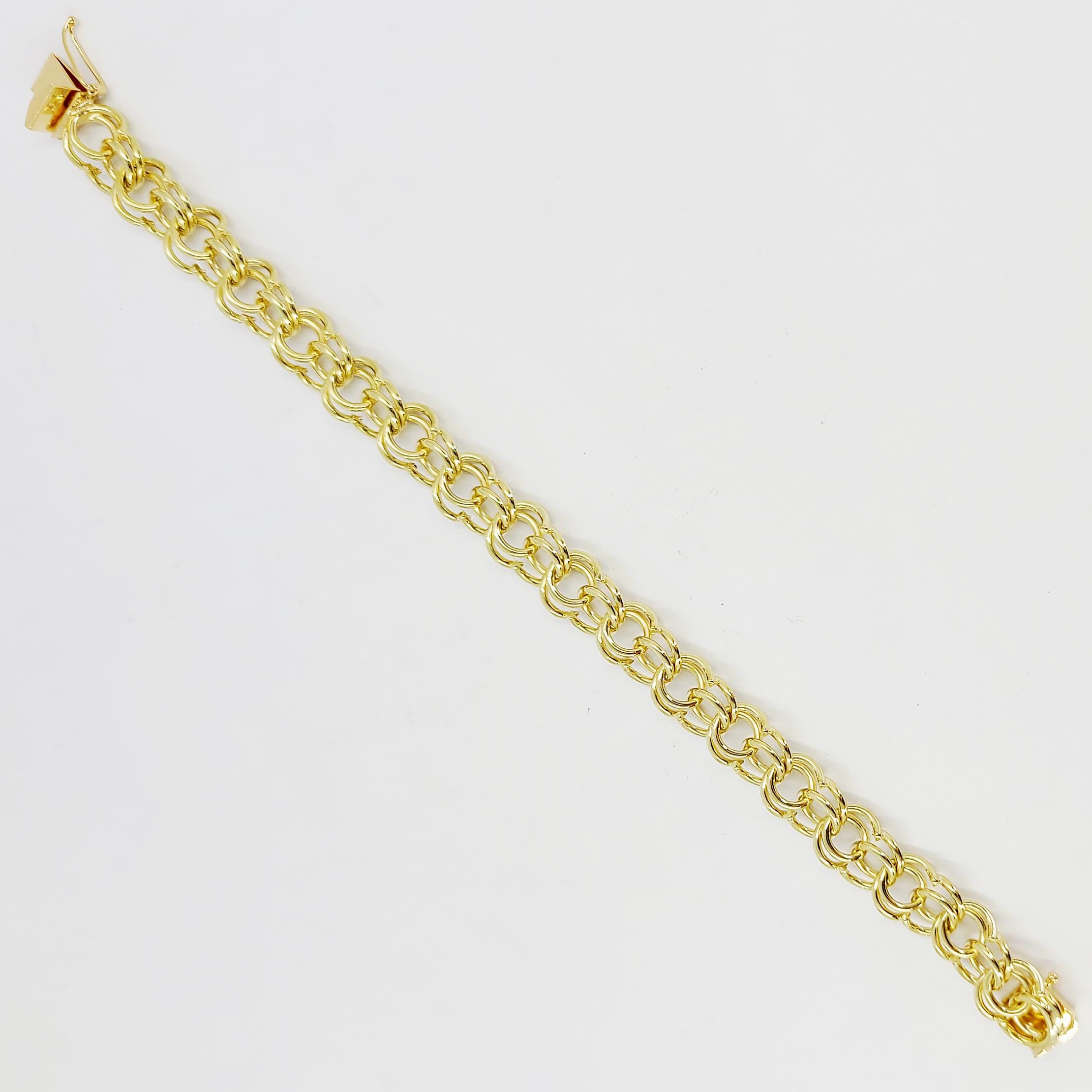 14k gold double link charm bracelet