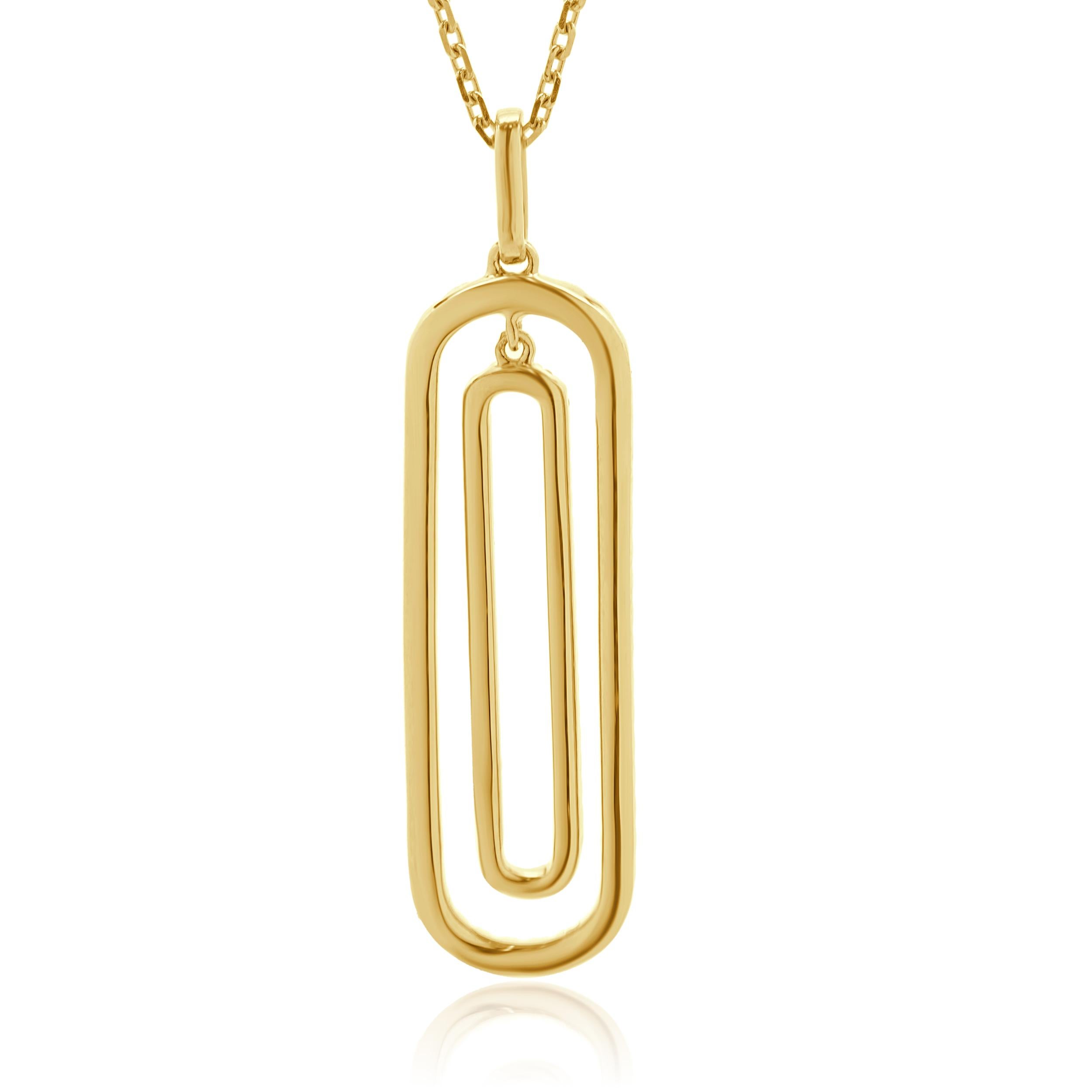 Taille ronde Collier en or jaune 14 carats à double cercle ouvert avec diamants en vente