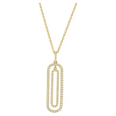 Collar de Diamantes Doble Círculo Abierto de Oro Amarillo de 14 Kilates