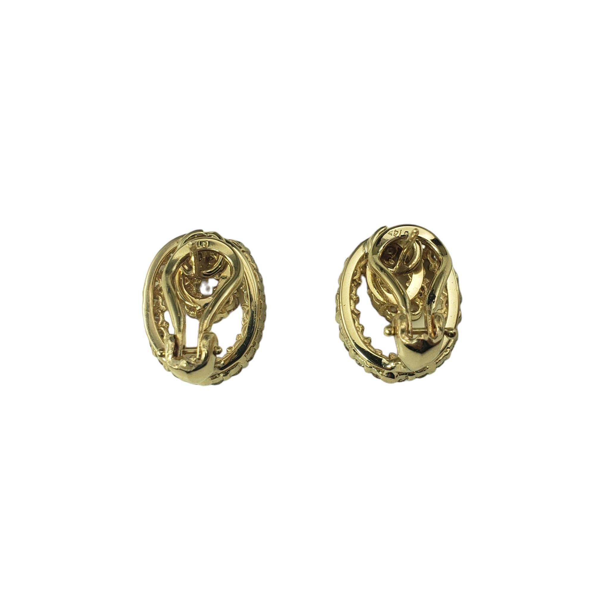 Women's 14 Karat Yellow Gold Double Oval Diamond Earrings #16842 For Sale