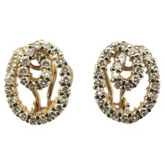 14 Karat Yellow Gold Double Oval Diamond Earrings #16842