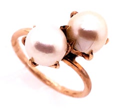 14 Karat Yellow Gold Double Pearl Ring