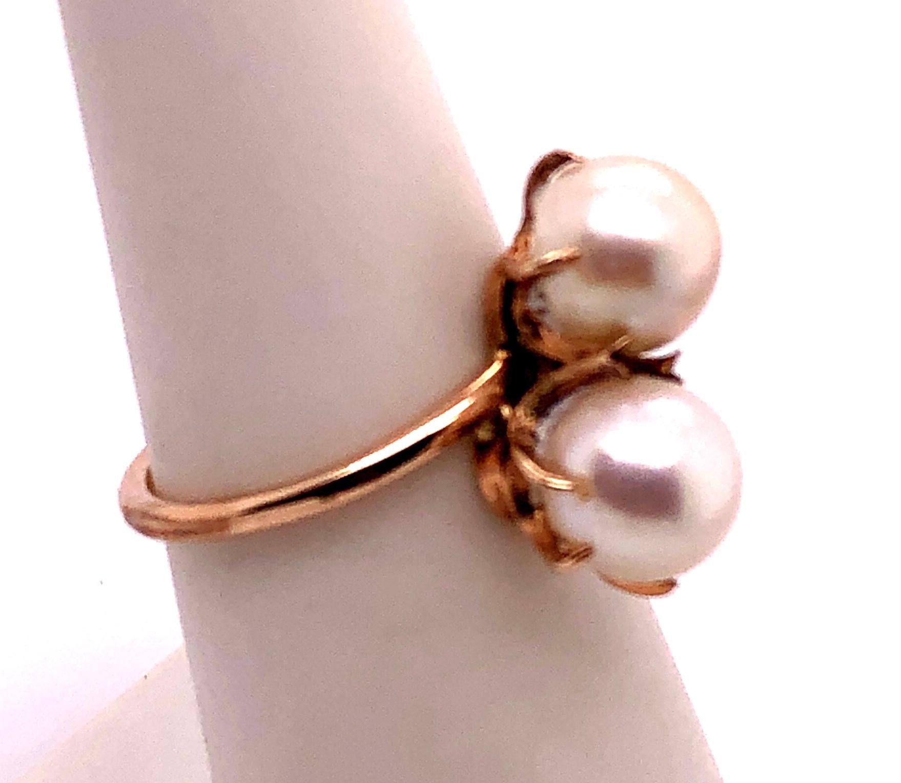 double pearl ring gold