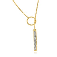 14 Karat Gelbgold Doppelseitige Diamant-Lariat-Halskette