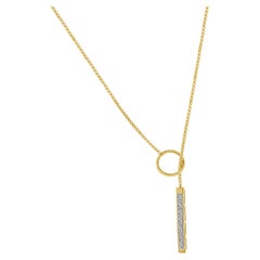 14 Karat Yellow Gold Double Sided Diamond Lariat Necklace