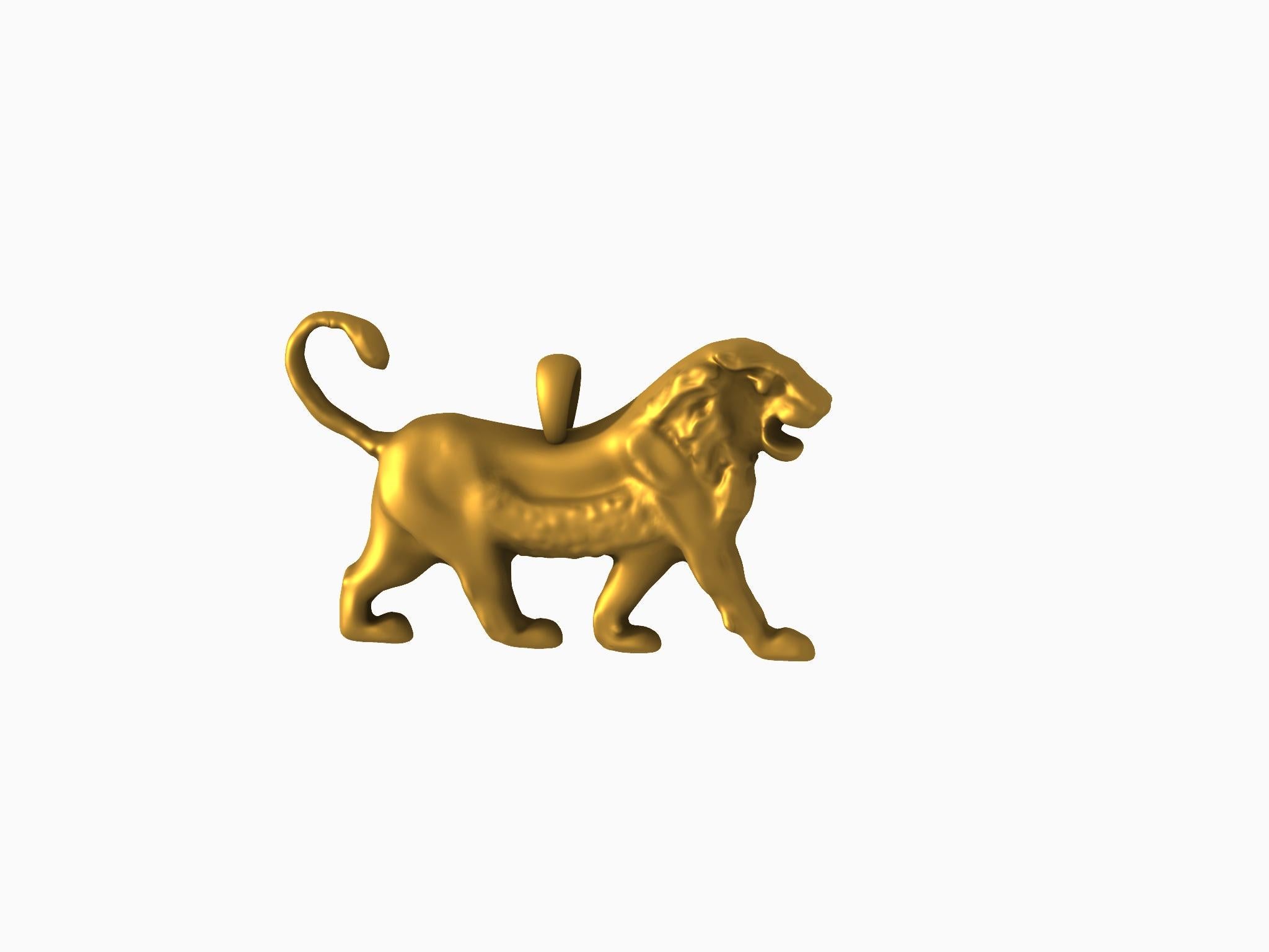 Women's or Men's 14 karat Yellow Gold Double Sided Persepolis Lion Pendant For Sale