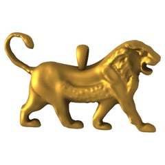 14 Karat Gelbgold Doppelseitiger Persepolis-Löwen-Anhänger