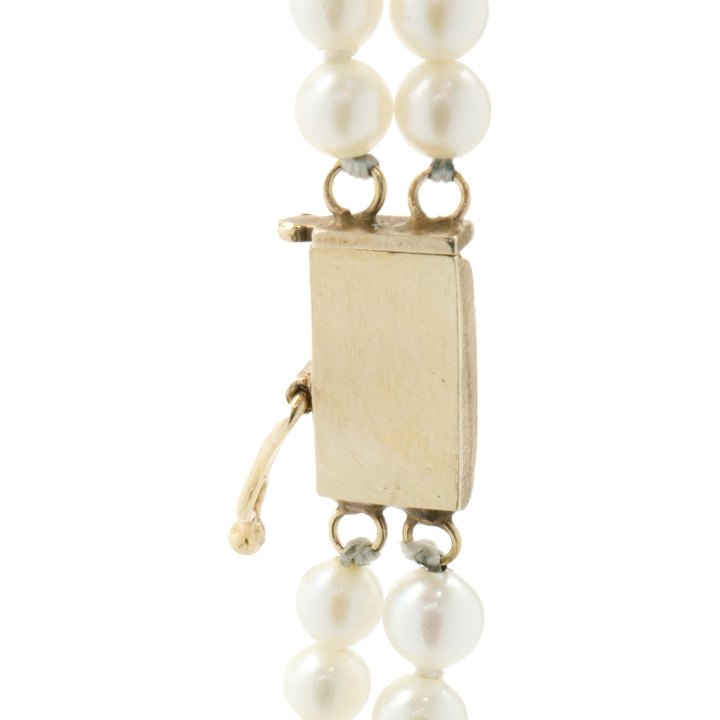 14 Karat Gelbgold Doppelstrang Perlenkette mit mehrfarbigem Edelstein im Zustand „Hervorragend“ im Angebot in Scottsdale, AZ