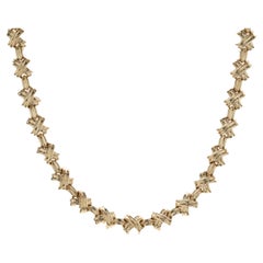 14 Karat Yellow Gold Double X Collar Necklace