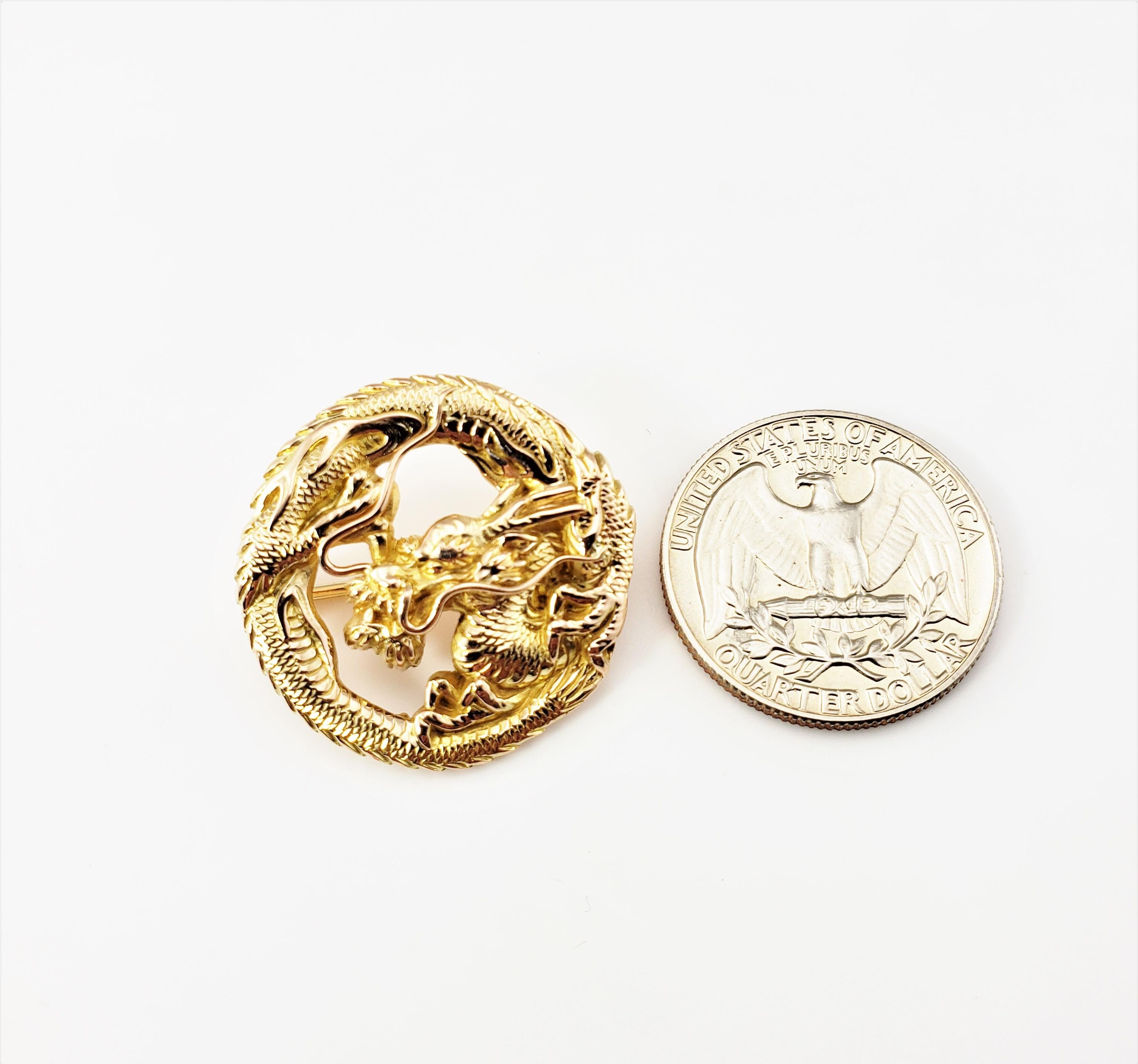 14 Karat Yellow Gold Dragon Brooch/Pin In Good Condition In Washington Depot, CT