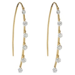 14 Karat Yellow Gold Drilled Diamond Drop Earrings