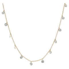 14 Karat Yellow Gold Drilled Diamonds by the Yard Necklace