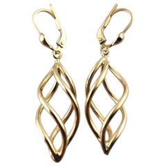 14 Karat Yellow Gold Drop Spiral Earrings #19000