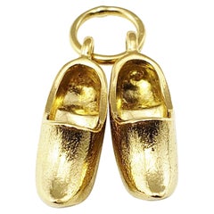 14 Karat Yellow Gold Dutch Wooden Clogs Charm