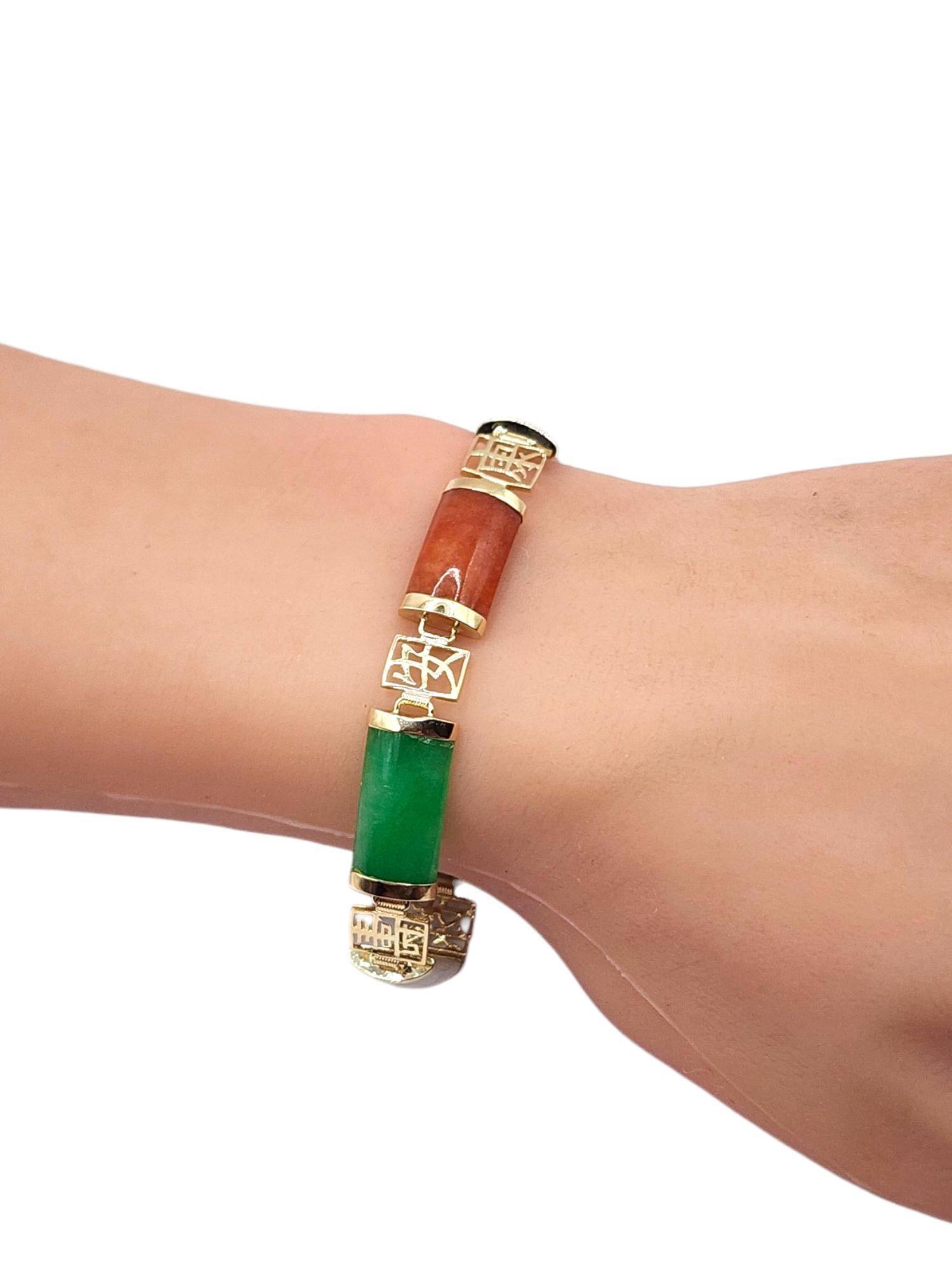 Bracelet en or jaune 14 carats teint en jade multicolore n° 20007 en vente 3