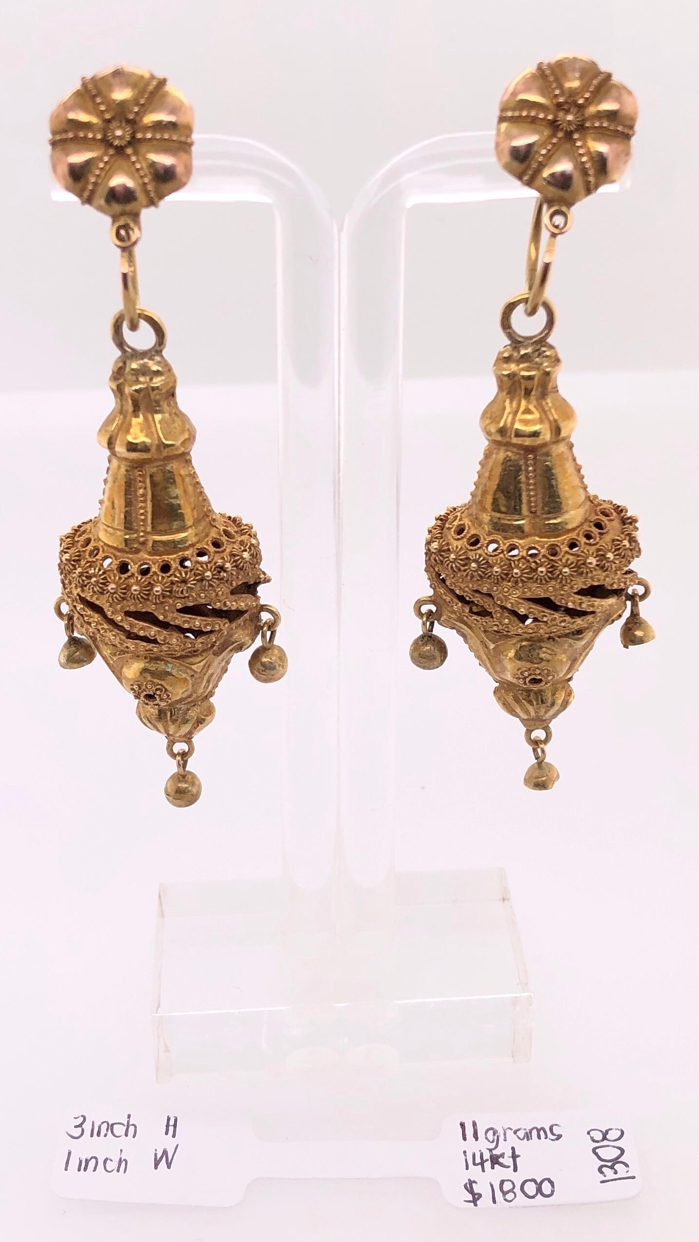 14 Karat Gelbgold Viktorianische Ohrringe des frühen 20. Jahrhunderts im Angebot 7