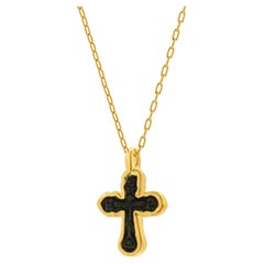 14 Karat Yellow Gold Eastern European Relic Cross Necklace