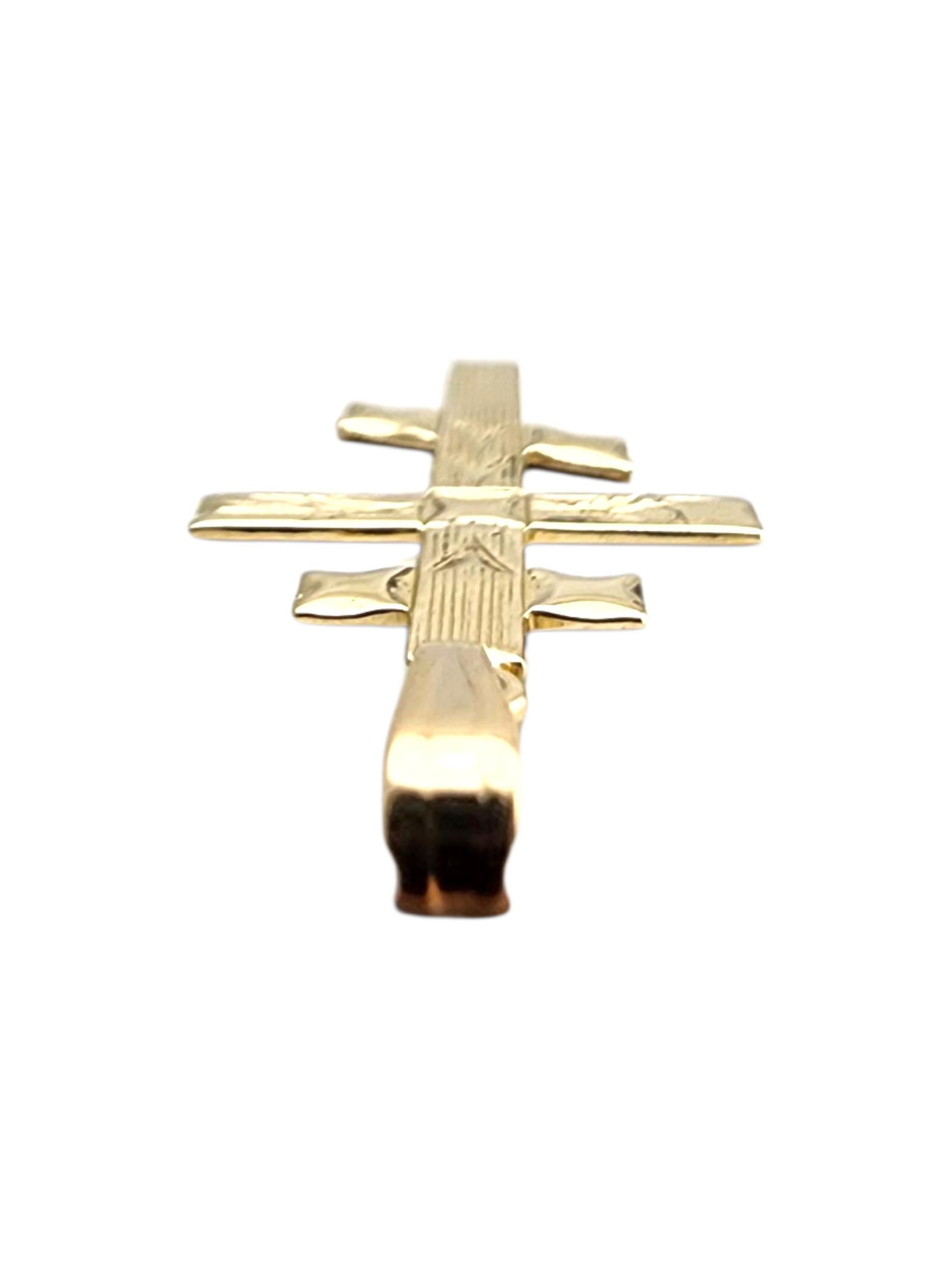 Pendentif croix orthodoxe en or jaune 14 carats #23910 Pour femmes en vente