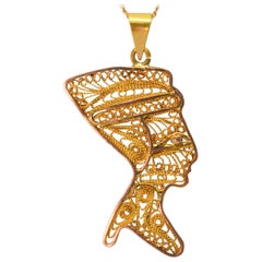 14 Karat Yellow Gold Egyptian Princess Charm Necklace