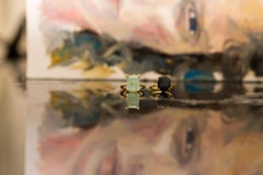 Yellow Gold contemporary Ring with Natural Mint Emerald