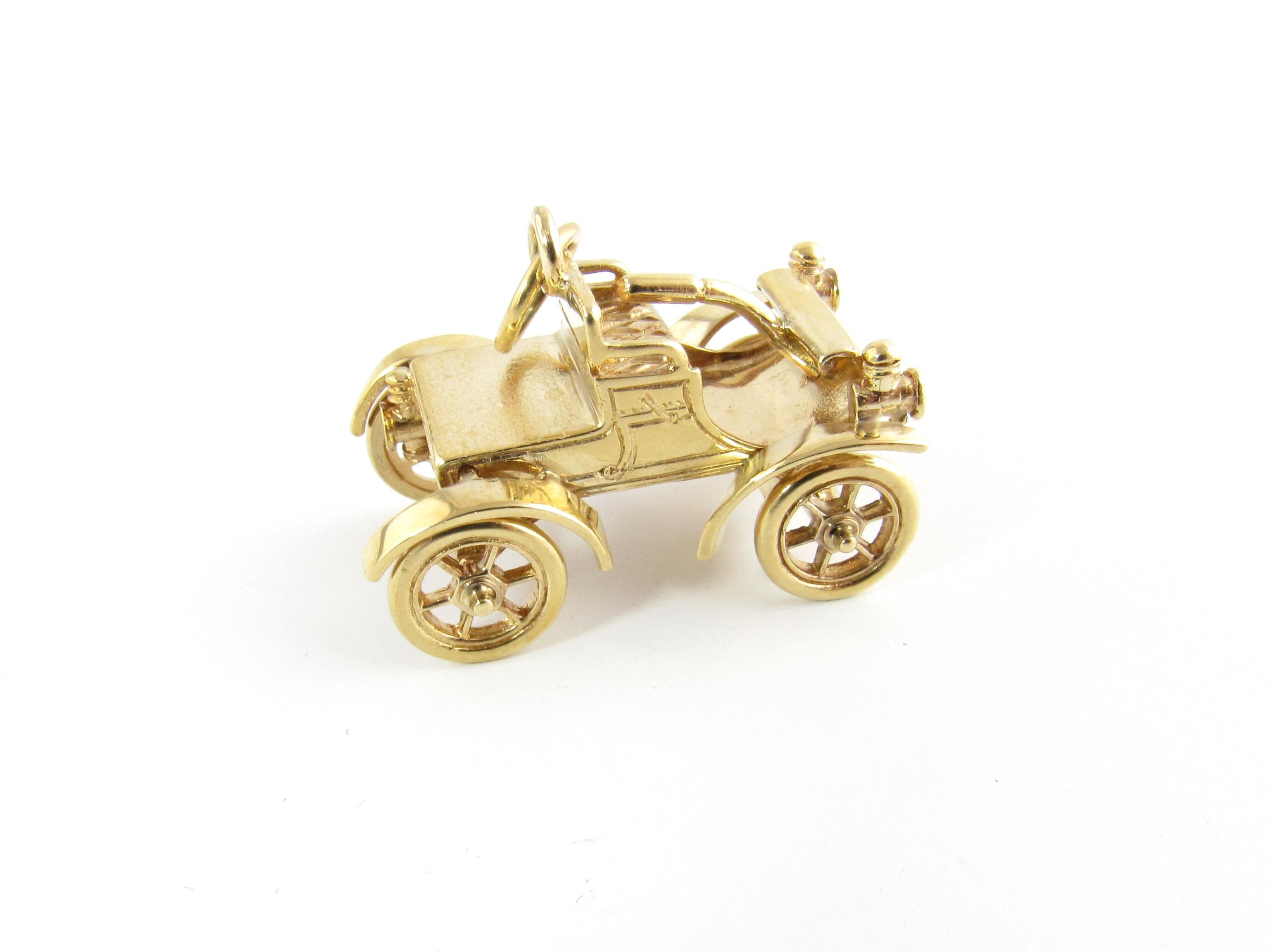 Women's or Men's 14 Karat Yellow Gold Electric Motor Car Charm