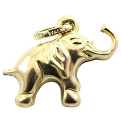 14 Karat Yellow Gold Elephant Charm Pendant 1.1 Grams